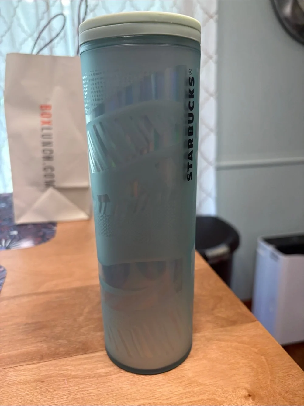 Starbucks Frosted Teal Tall Travel Tumbler with light green Lid